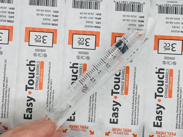 3ml Luer Lock Syringe (Gray Piston) with 27G Needle Reusable Pack of 2